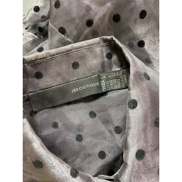 JS Boutique Sheer Black Polka Dot Blouse Ruffled Size 4 Top Shirt Goth Vamp Luxe - Picture 5 of 8